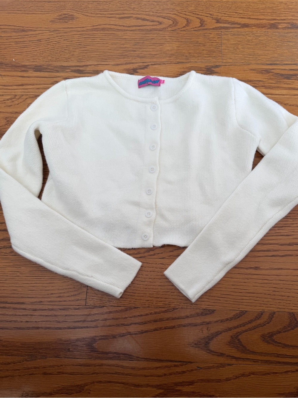 Edikted Cream Cropped Button-Front Cardigan